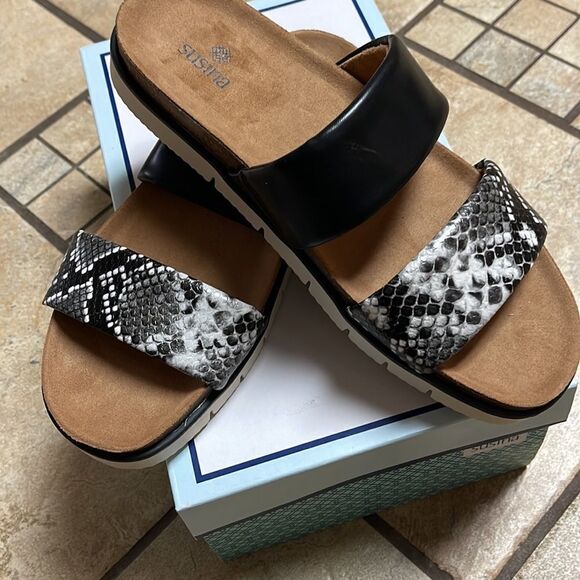 Nib SUSINA Sandal in Black/White Snake size 7.5 retail $50 - Picture 11 of 13